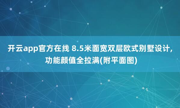 开云app官方在线 8.5米面宽双层欧式别墅设计, 功能颜值全拉满(附平面图)