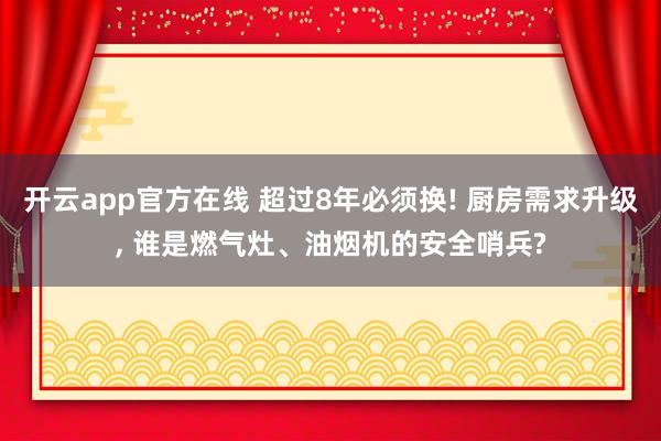 开云app官方在线 超过8年必须换! 厨房需求升级, 谁是燃气灶、油烟机的安全哨兵?