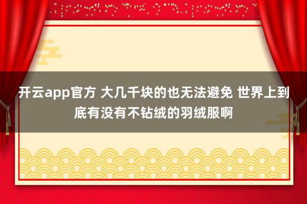 开云app官方 大几千块的也无法避免 世界上到底有没有不钻绒的羽绒服啊