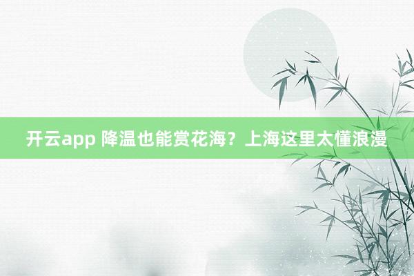 开云app 降温也能赏花海?上海这里太懂浪漫