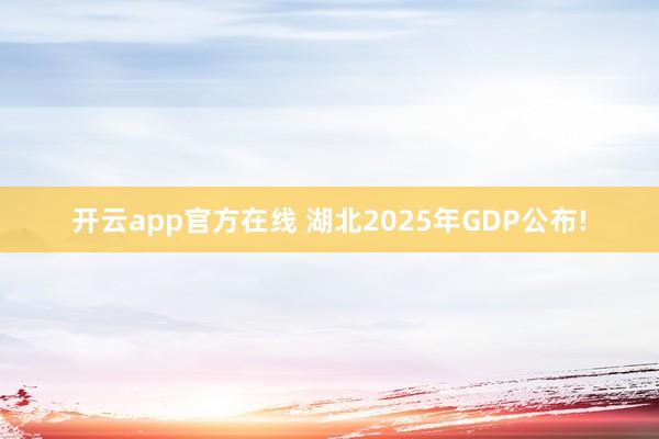 开云app官方在线 湖北2025年GDP公布!
