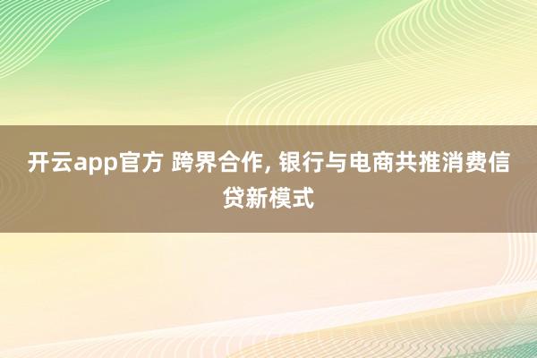 开云app官方 跨界合作， 银行与电商共推消费信贷新模式