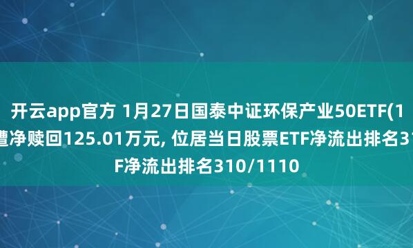 开云app官方 1月27日国泰中证环保产业50ETF(159861)遭净赎回125.01万元, 位居当日股票ETF净流出排名310/1110