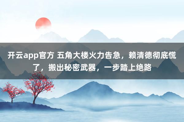 开云app官方 五角大楼火力告急，赖清德彻底慌了，搬出秘密武器，一步踏上绝路