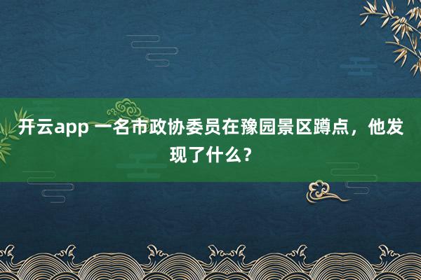 开云app 一名市政协委员在豫园景区蹲点，他发现了什么？