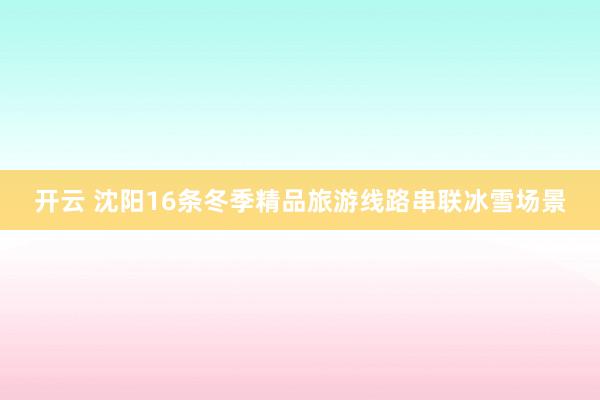 开云 沈阳16条冬季精品旅游线路串联冰雪场景