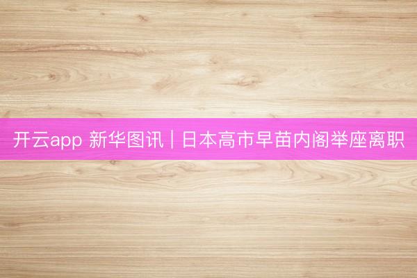 开云app 新华图讯 | 日本高市早苗内阁举座离职