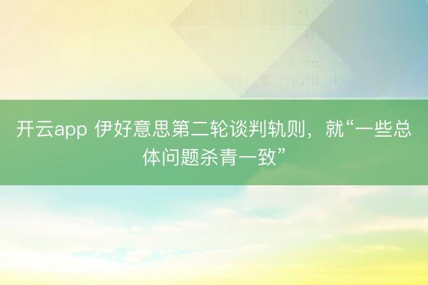 开云app 伊好意思第二轮谈判轨则，就“一些总体问题杀青一致”