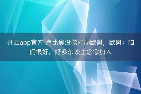 开云app官方 卢比奥没能打动欧盟,欧盟:咱们很好,好多东谈主念念加入